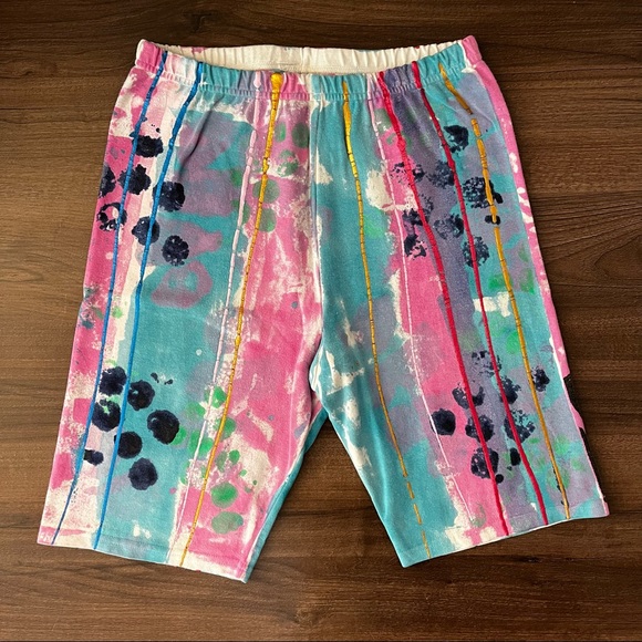 Vintage 80s Funky Abstract Design Biker Shorts - Picture 2 of 6